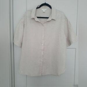 H&M Linen-Blend Short Sleeves Button Down